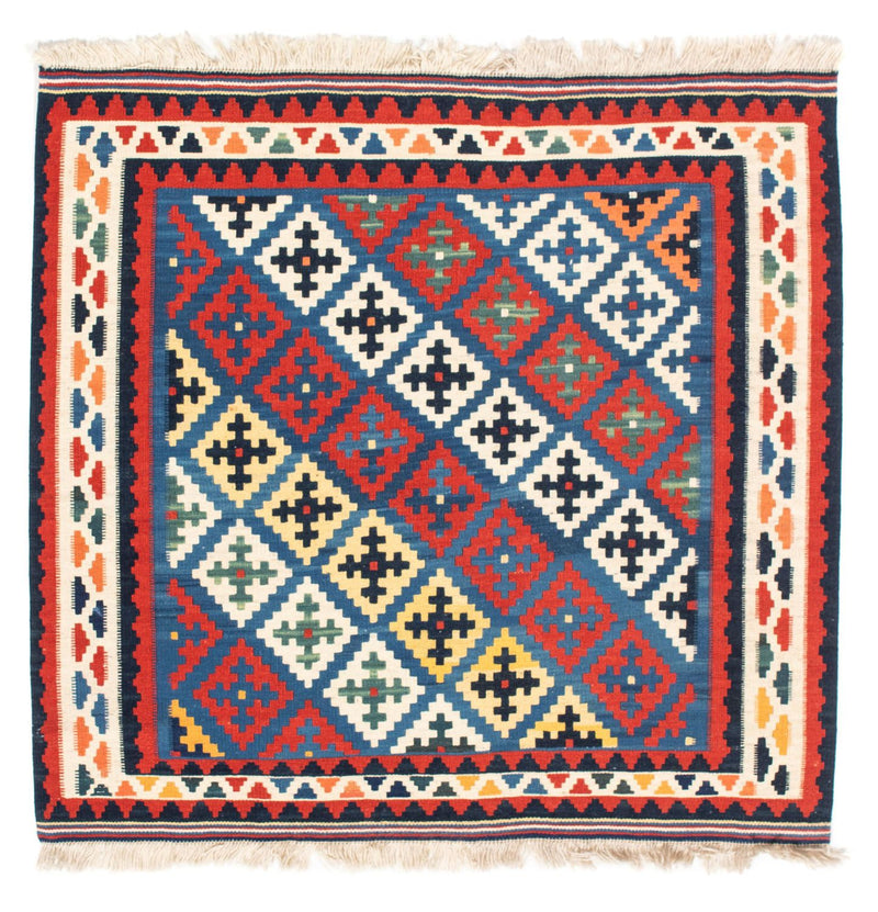 Tapis Kelim - Oriental carré  - 104 x 97 cm - bleu
