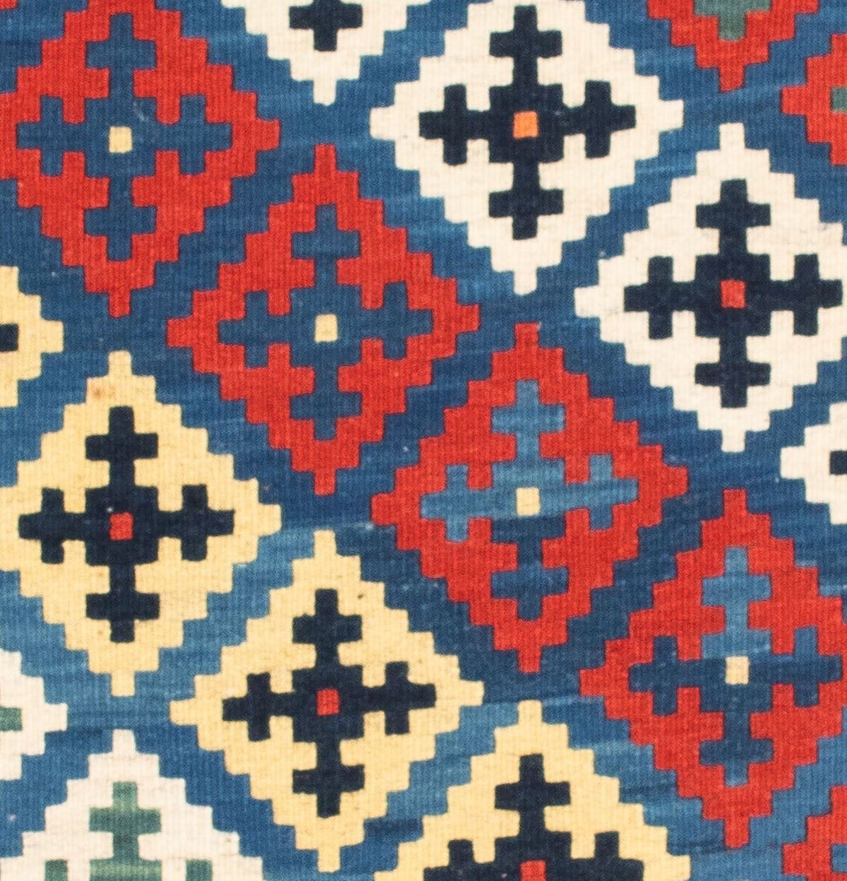 Tapis Kelim - Oriental carré  - 104 x 97 cm - bleu