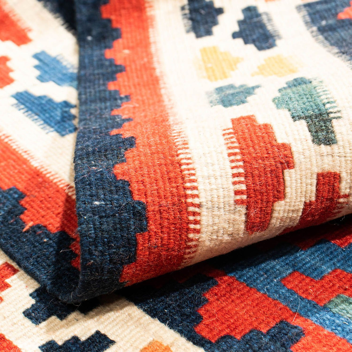 Tapis Kelim - Oriental carré  - 104 x 97 cm - bleu