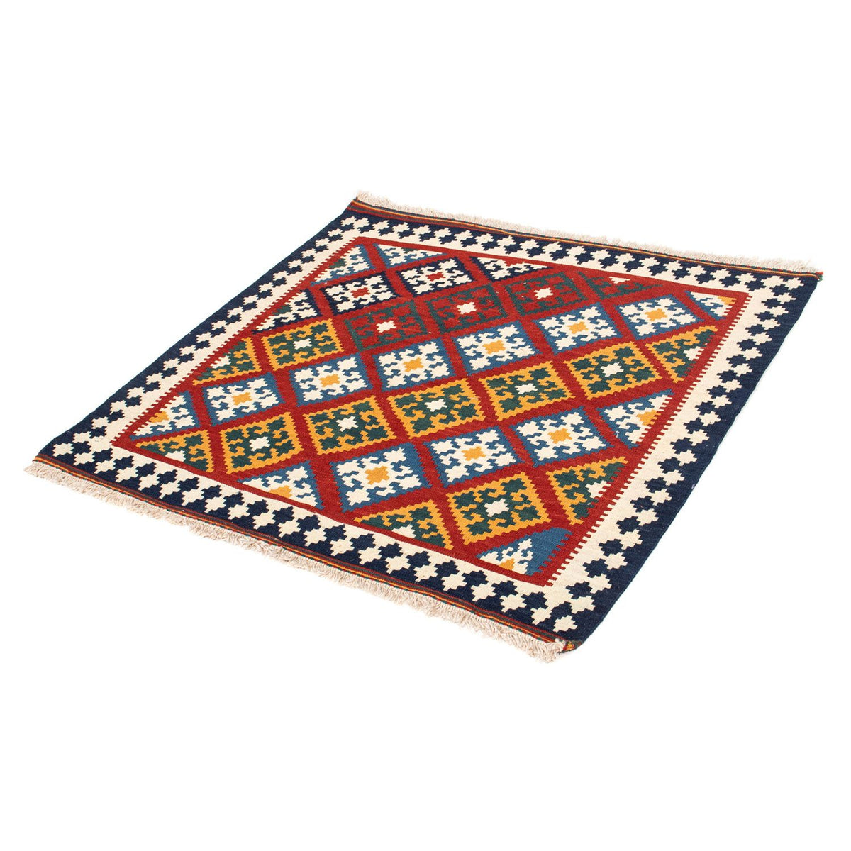 Tapis Kelim - Oriental carré  - 100 x 97 cm - rouge foncé