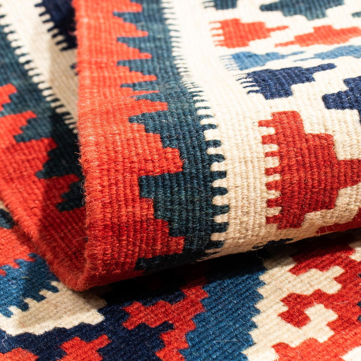 Tapis Kelim - Oriental carré  - 104 x 100 cm - bleu foncé