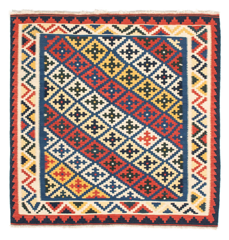 Tapis Kelim - Oriental carré  - 104 x 102 cm - bleu