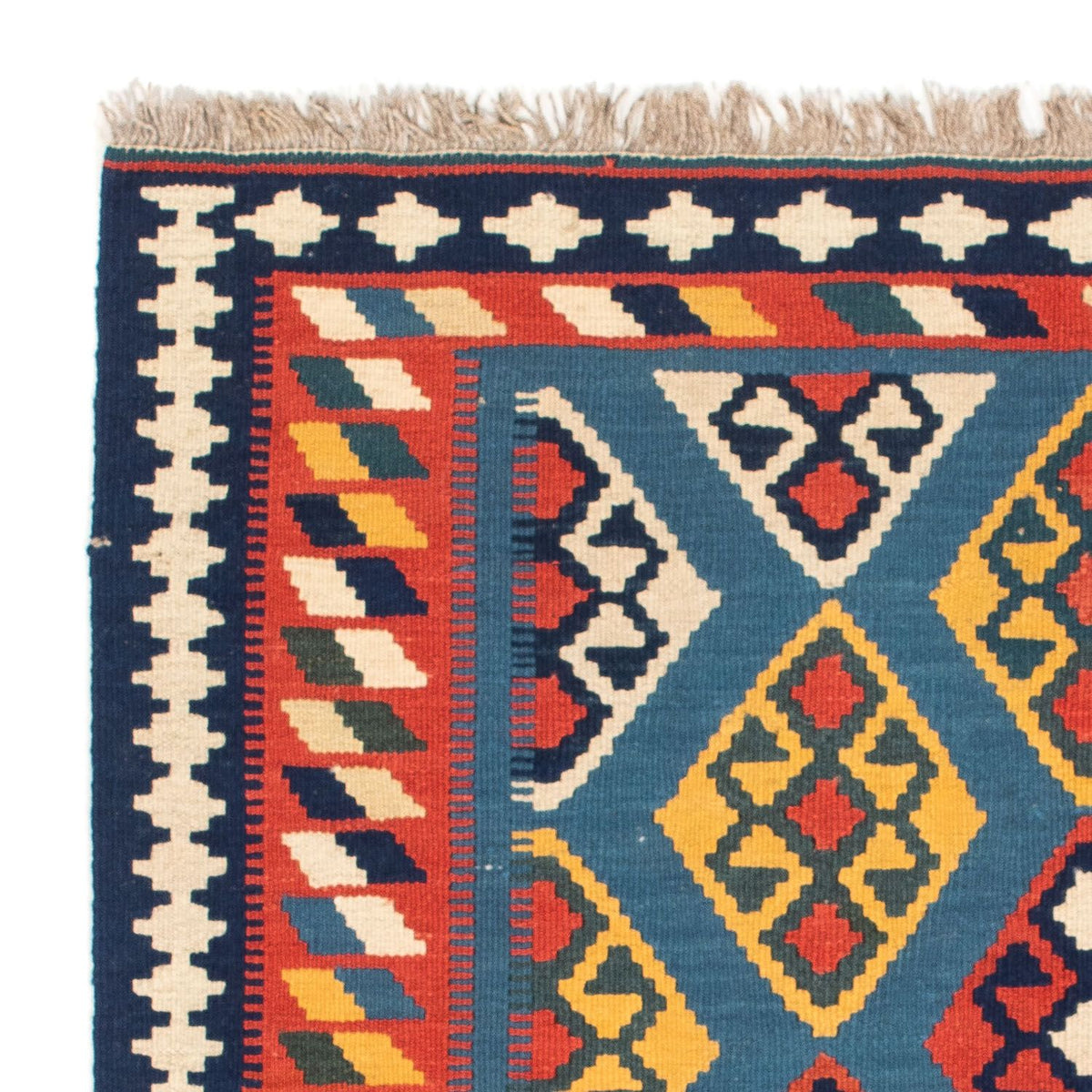 Tapis Kelim - Oriental carré  - 101 x 99 cm - bleu foncé