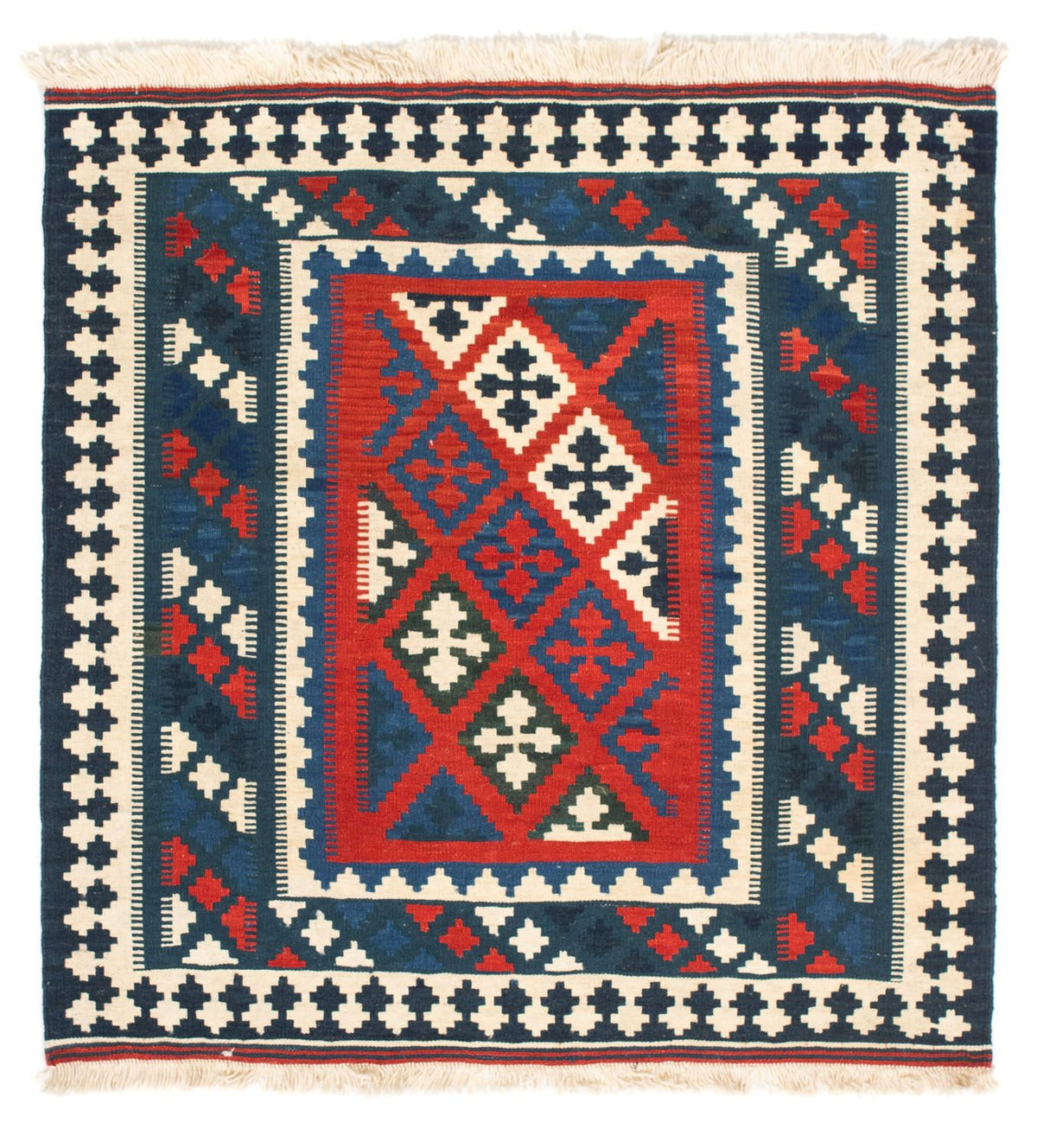 Tapis Kelim - Oriental carré - 105 x 102 cm - multicolore