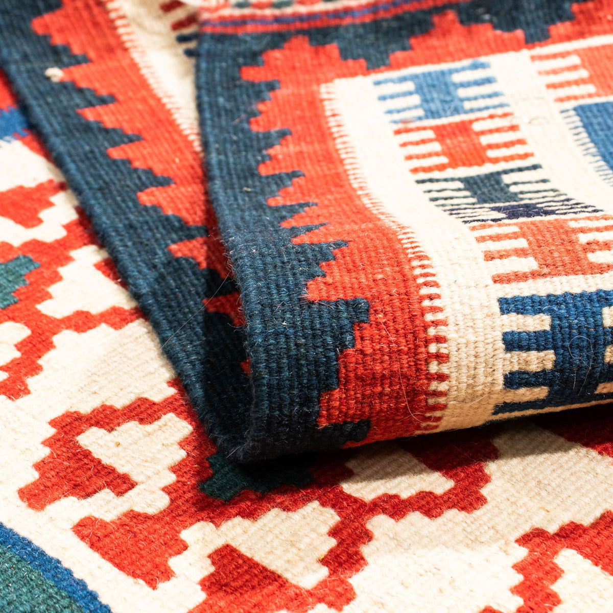 Tapis Kelim - Oriental carré  - 110 x 100 cm - bleu