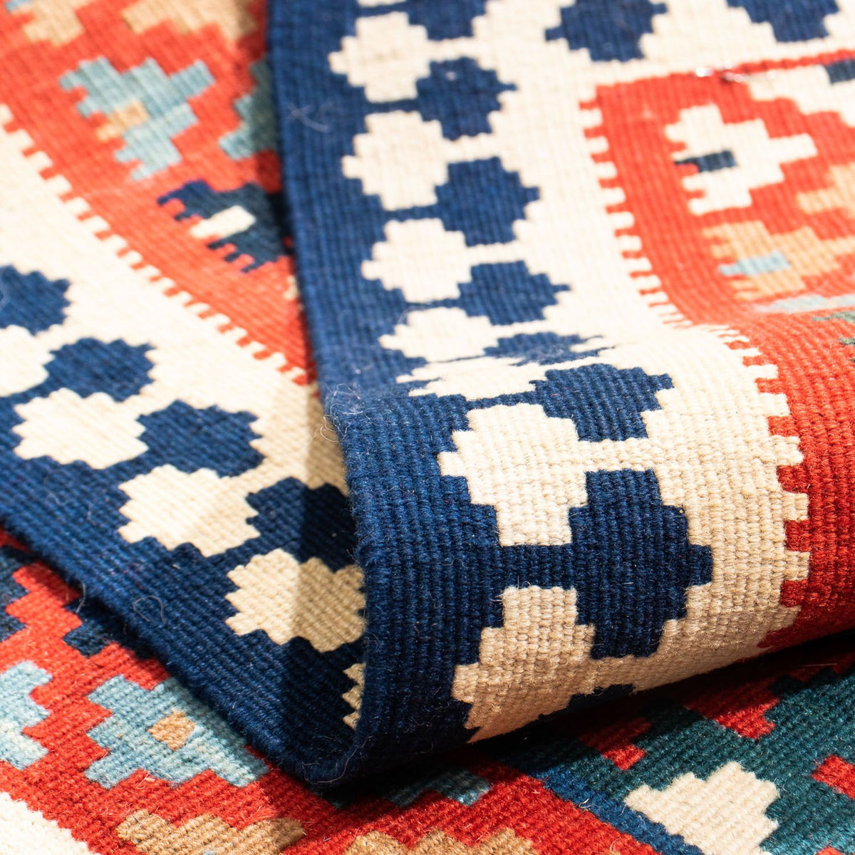 Tapis Kelim - Oriental carré  - 108 x 101 cm - rouge