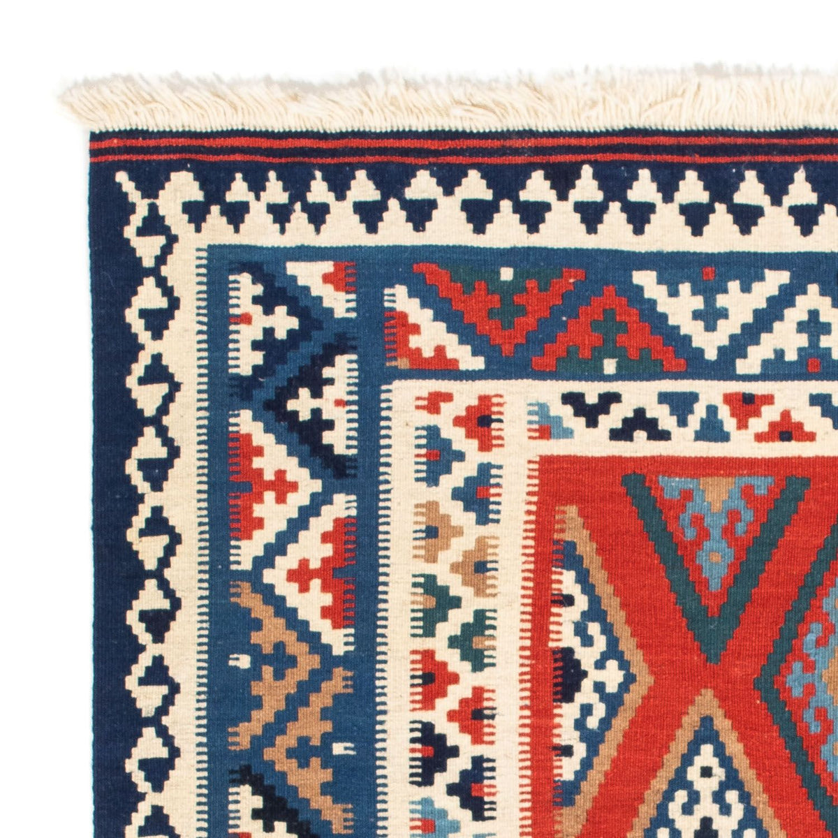 Tapis Kelim - Oriental carré - 100 x 98 cm - bleu
