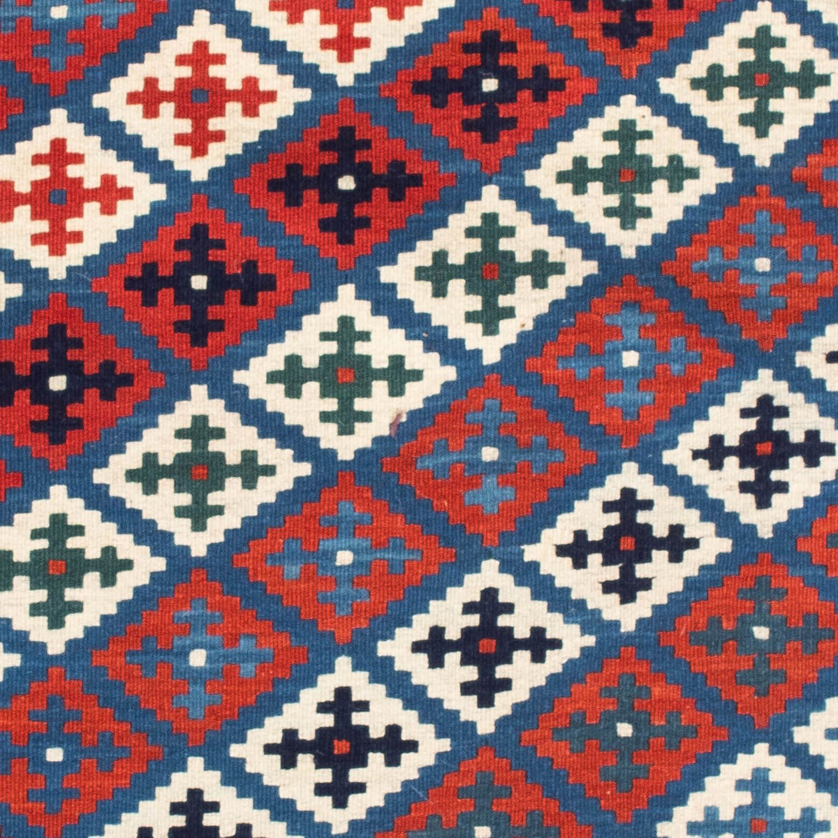 Tapis Kelim - Oriental carré  - 105 x 103 cm - bleu