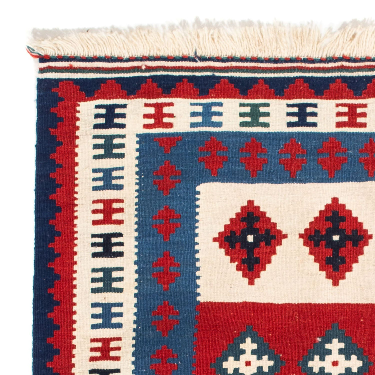 Tapis Kelim - Oriental carré  - 106 x 103 cm - bleu