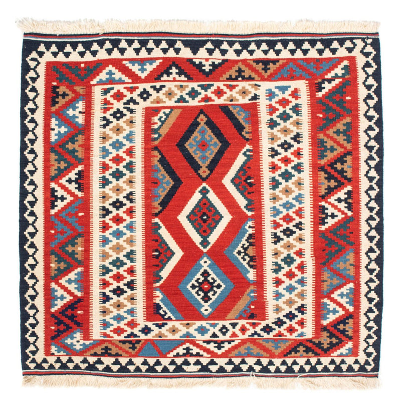 Tapis Kelim - Oriental carré  - 105 x 102 cm - rouge