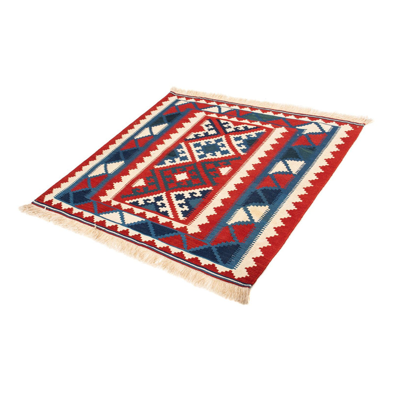 Tapis Kelim - Oriental carré  - 102 x 102 cm - rouge