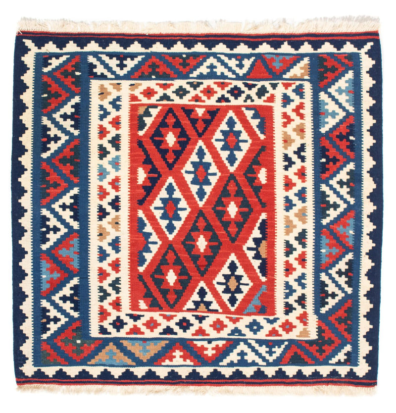 Tapis Kelim - Oriental carré  - 102 x 100 cm - bleu