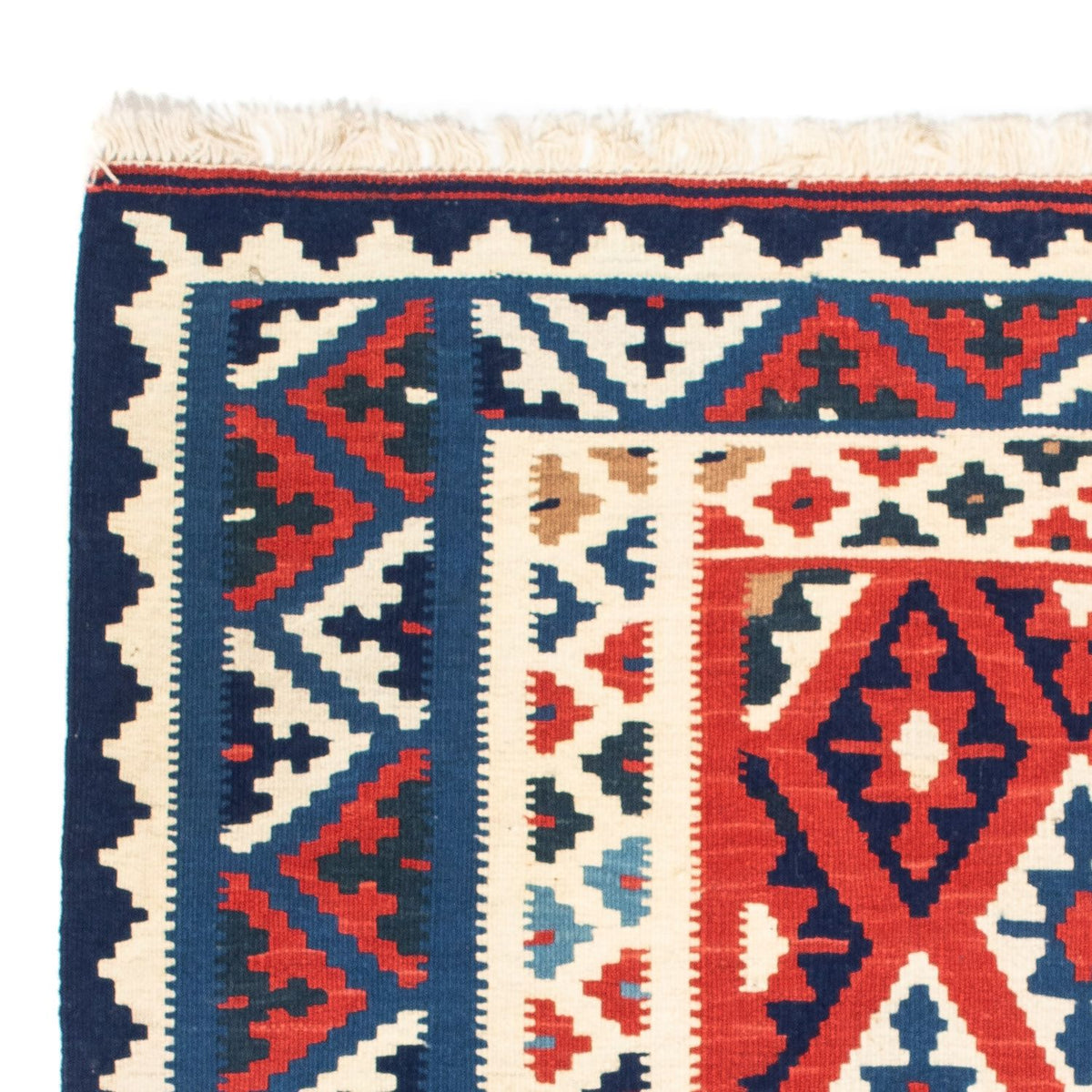 Tapis Kelim - Oriental carré  - 102 x 100 cm - bleu