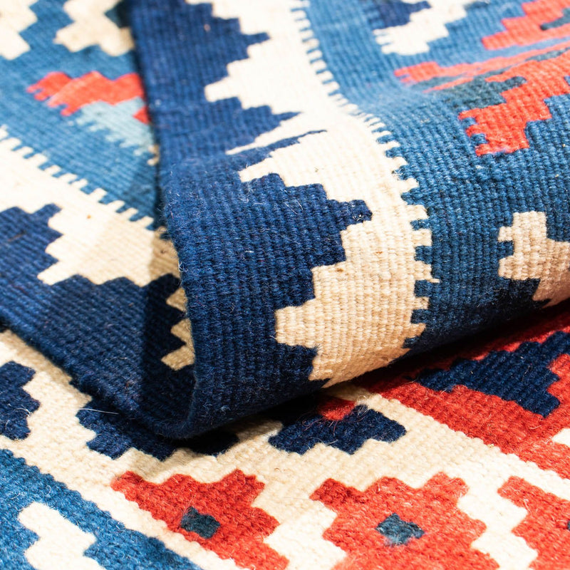 Tapis Kelim - Oriental carré  - 102 x 100 cm - bleu