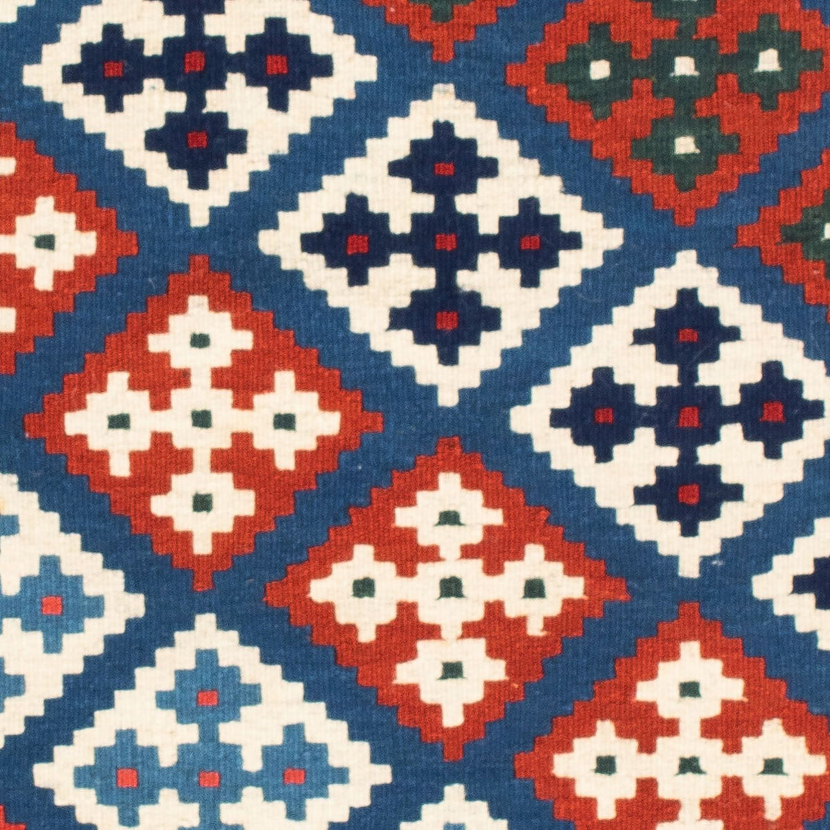 Tapis Kelim - Oriental carré - 104 x 101 cm - bleu