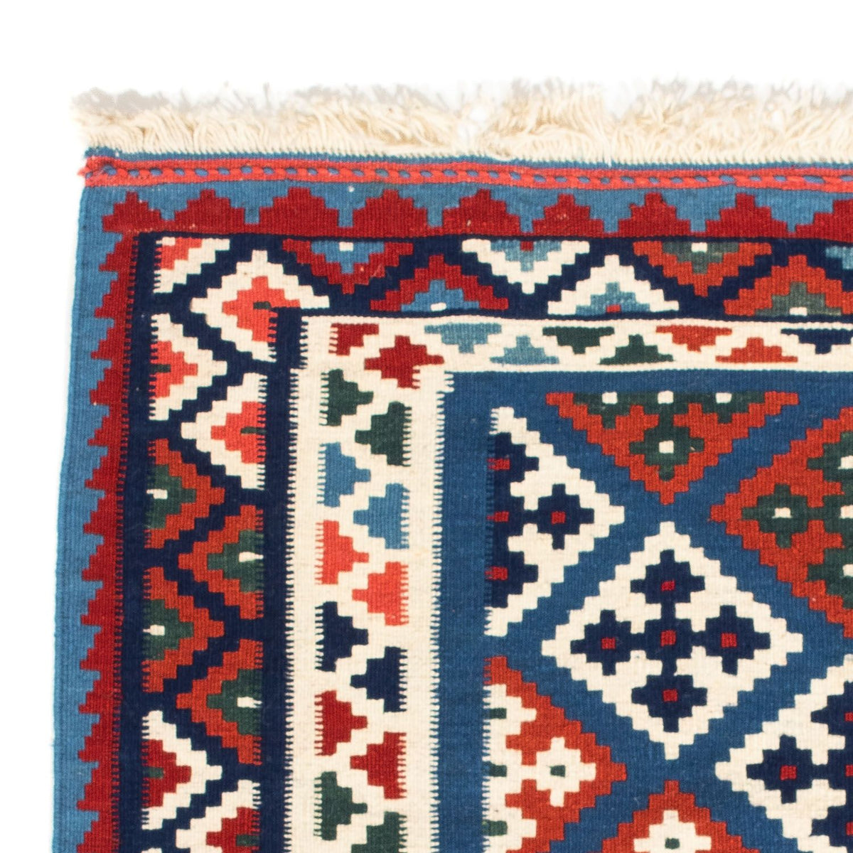 Tapis Kelim - Oriental carré - 104 x 101 cm - bleu