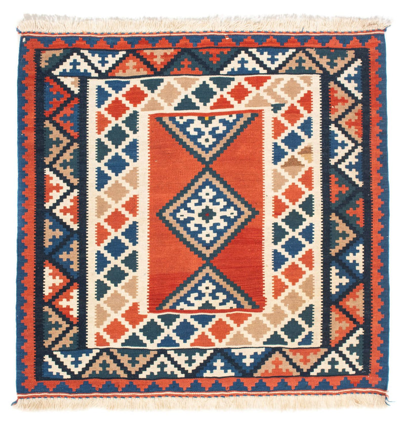 Tapis Kelim - Oriental carré  - 102 x 102 cm - rouille