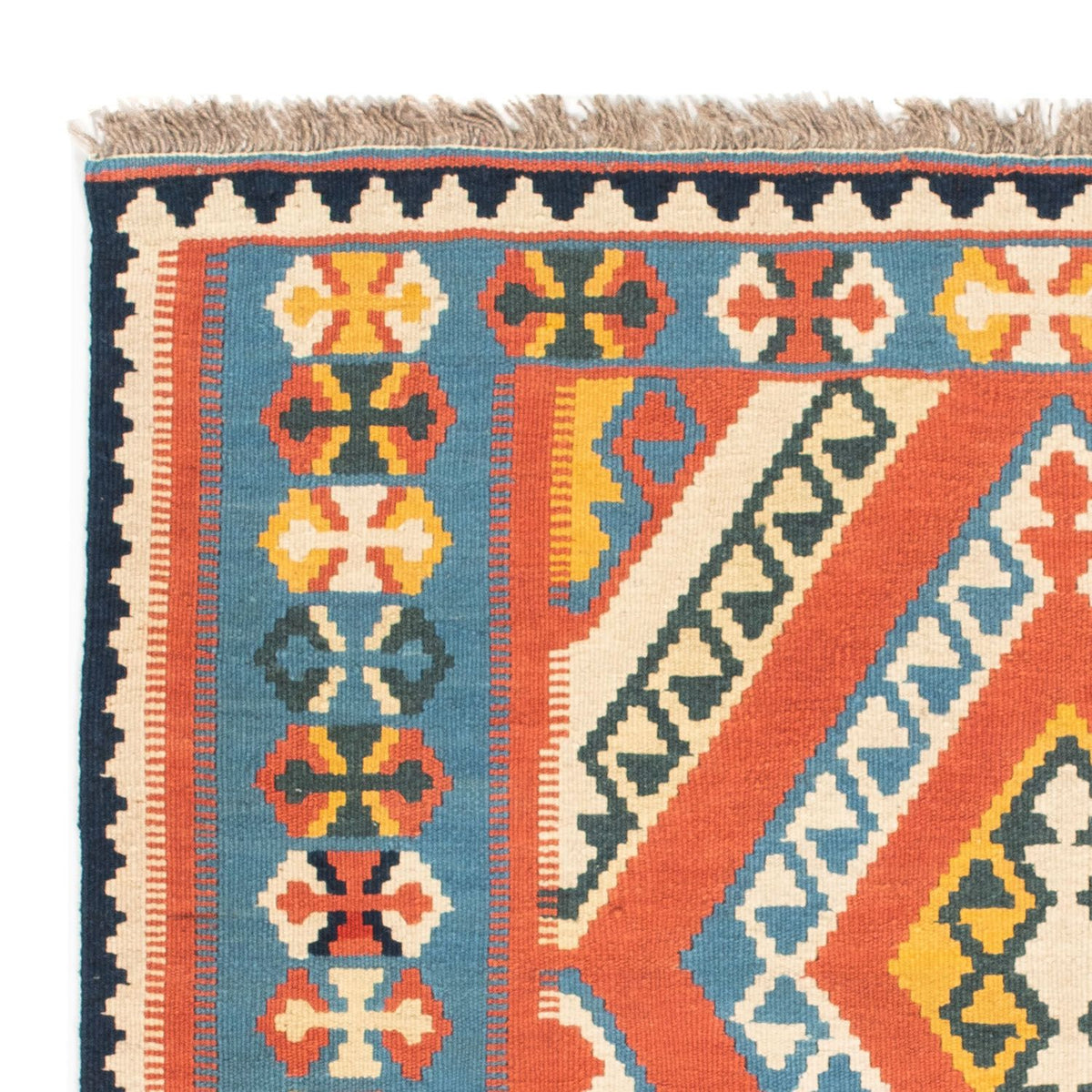 Tapis Kelim - Oriental carré - 107 x 100 cm - orange