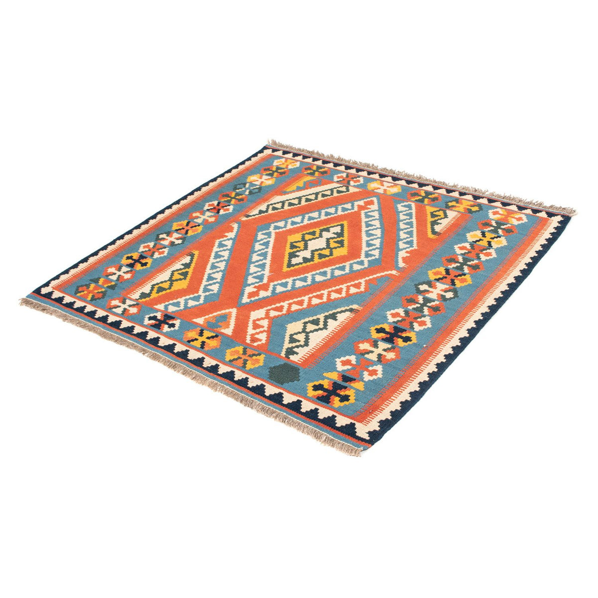 Tapis Kelim - Oriental carré - 107 x 100 cm - orange
