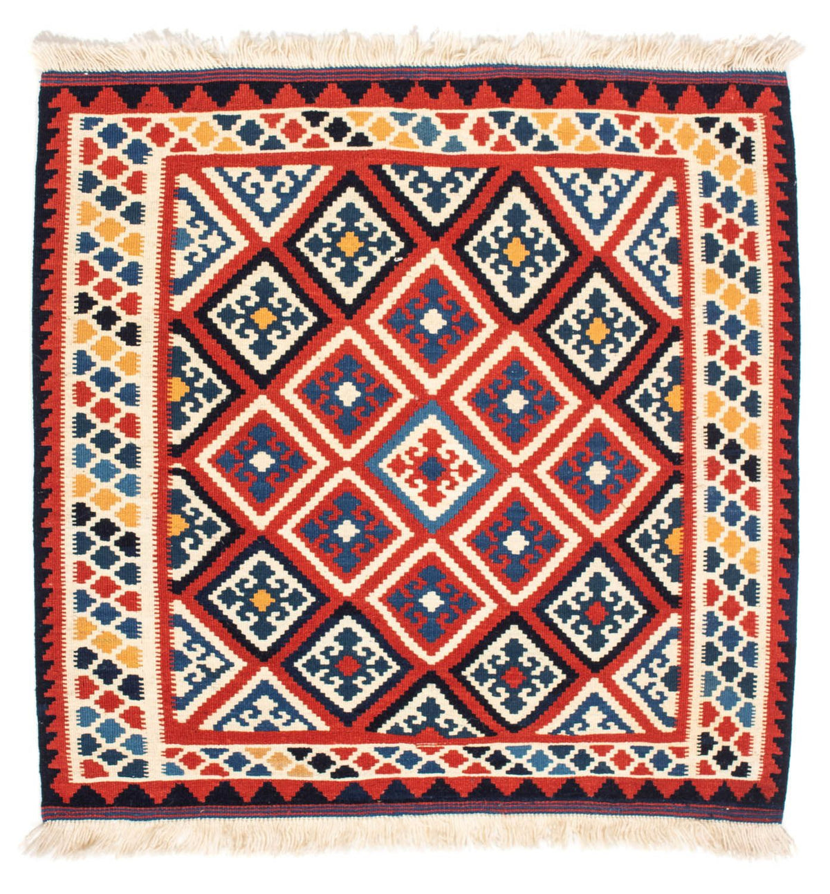 Tapis Kelim - Oriental carré - 106 x 105 cm - rouge