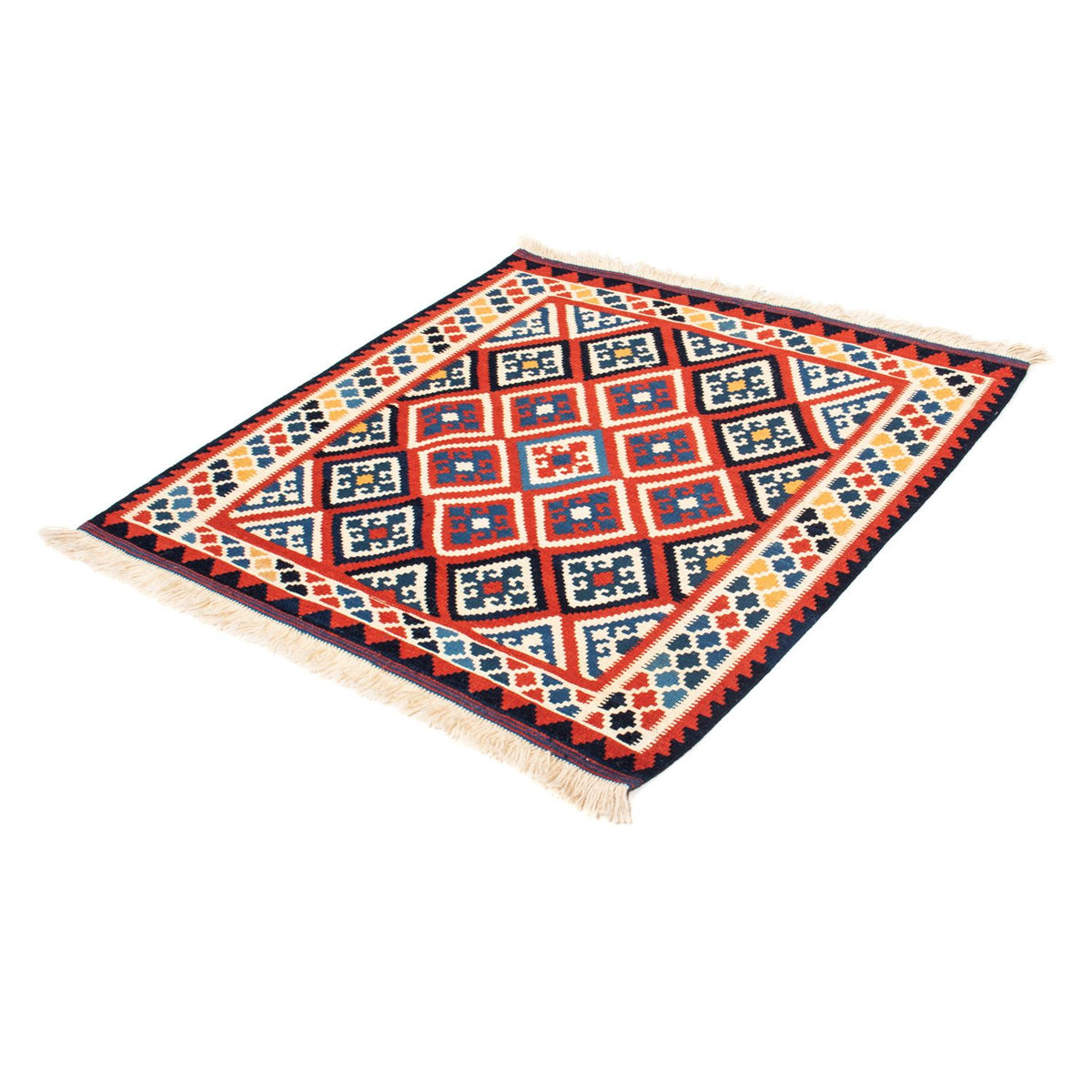 Tapis Kelim - Oriental carré - 106 x 105 cm - rouge