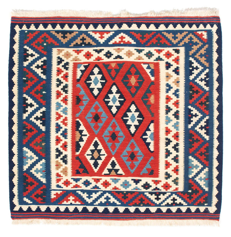 Tapis Kelim - Oriental carré  - 104 x 100 cm - bleu foncé