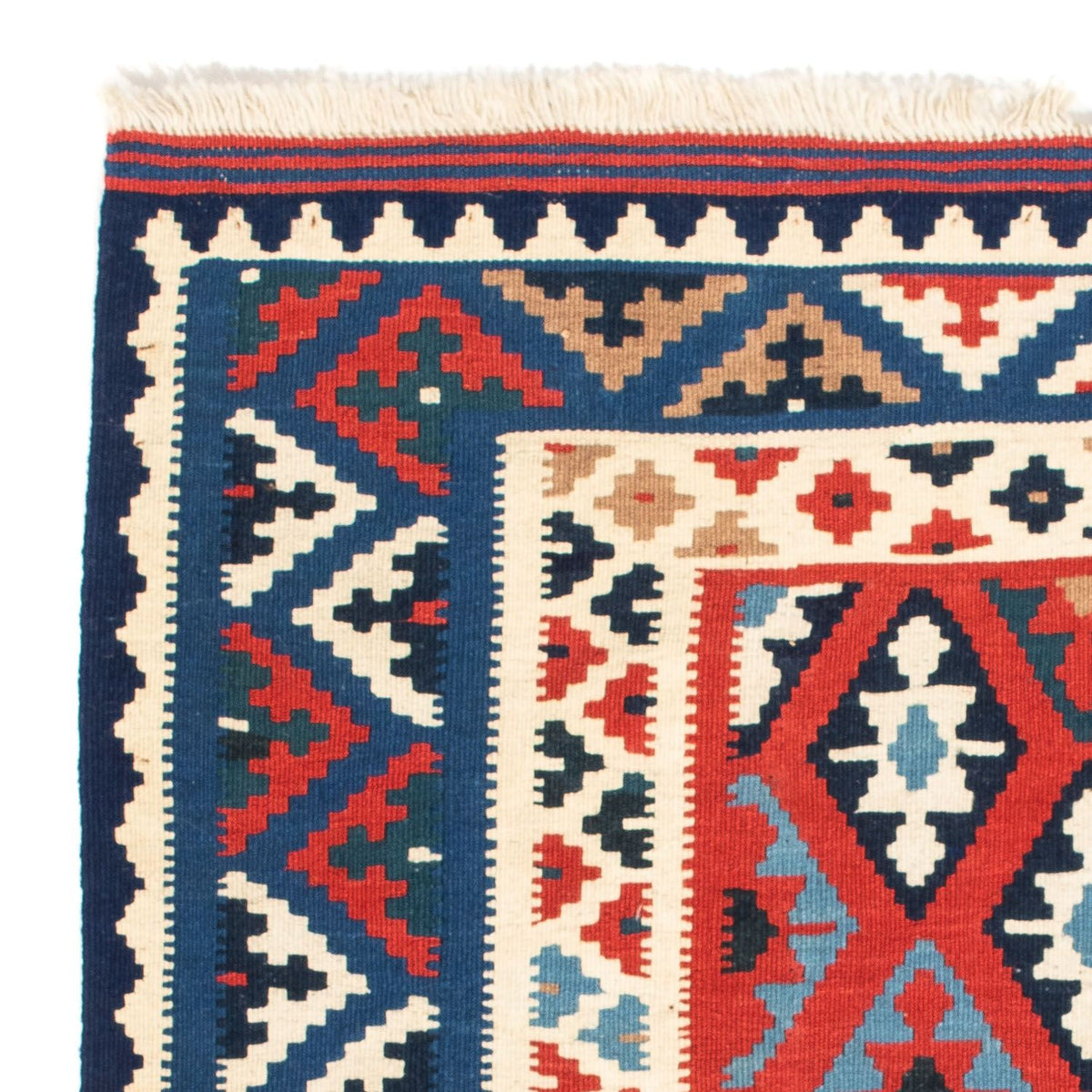 Tapis Kelim - Oriental carré  - 104 x 100 cm - bleu foncé