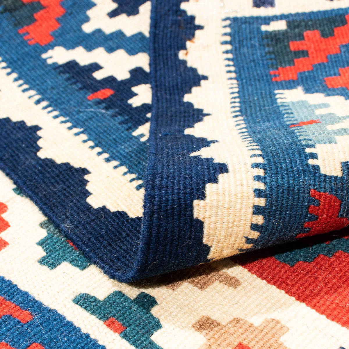 Tapis Kelim - Oriental carré  - 104 x 100 cm - bleu foncé