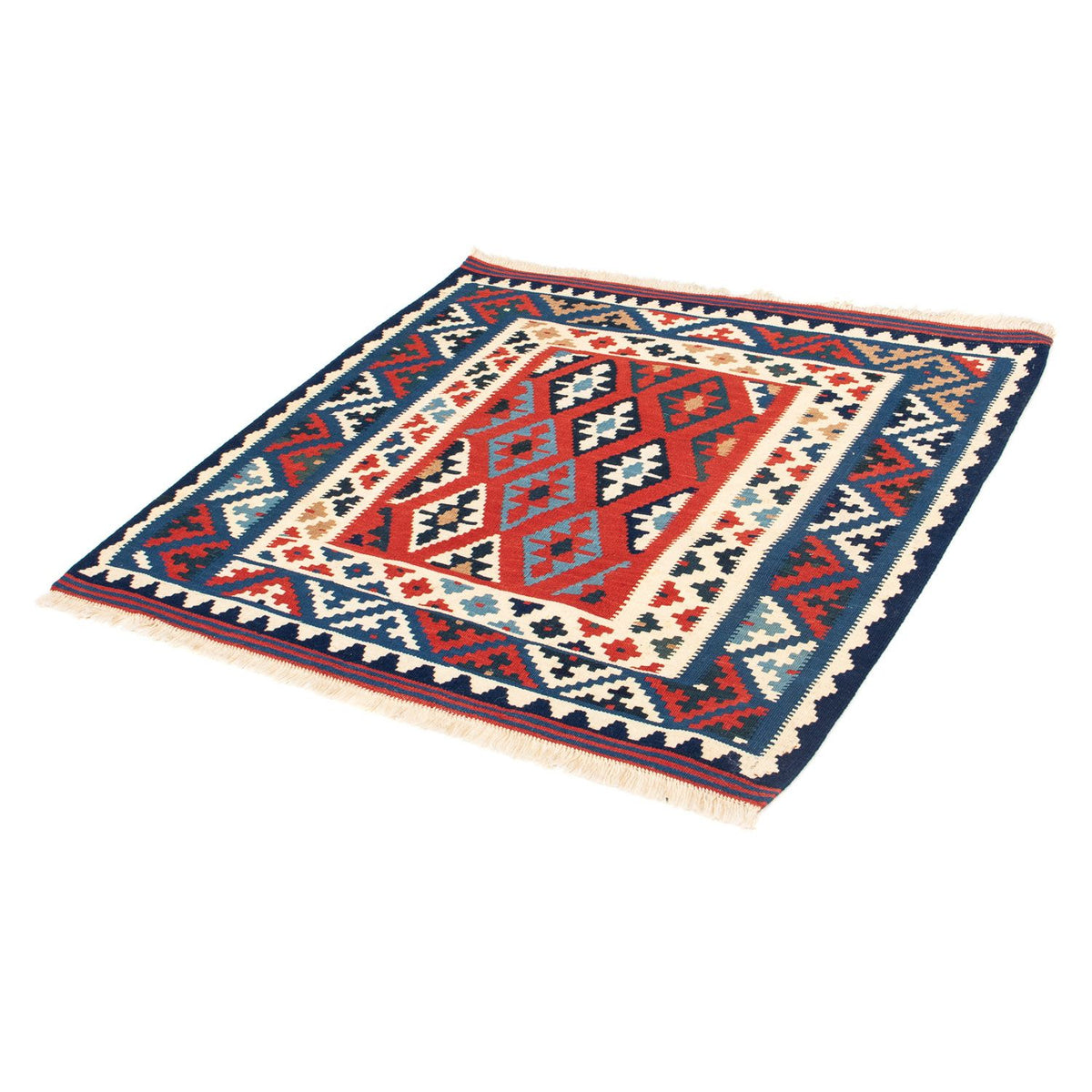 Tapis Kelim - Oriental carré  - 104 x 100 cm - bleu foncé