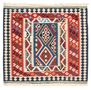 Tapis Kelim - Oriental carré  - 104 x 99 cm - rouge