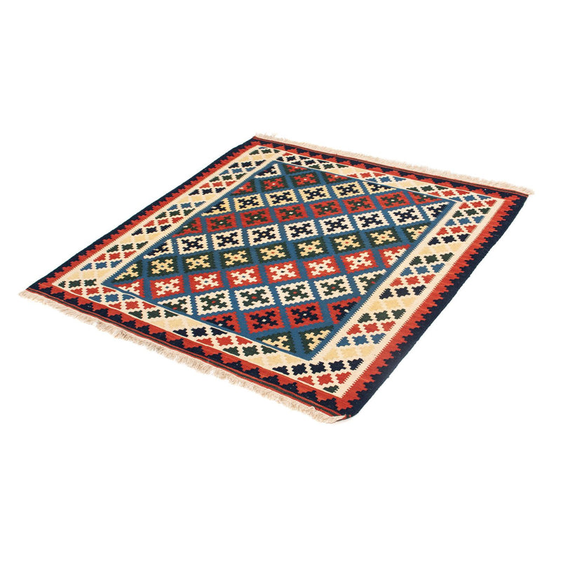 Tapis Kelim - Oriental carré  - 104 x 100 cm - bleu foncé