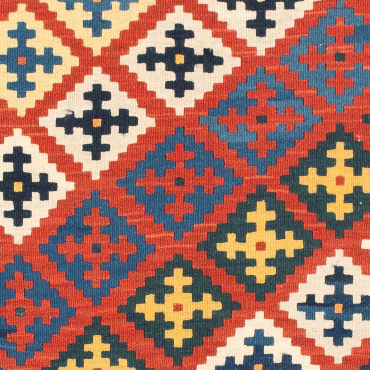 Tapis Kelim - Oriental carré - 106 x 102 cm - rouge foncé