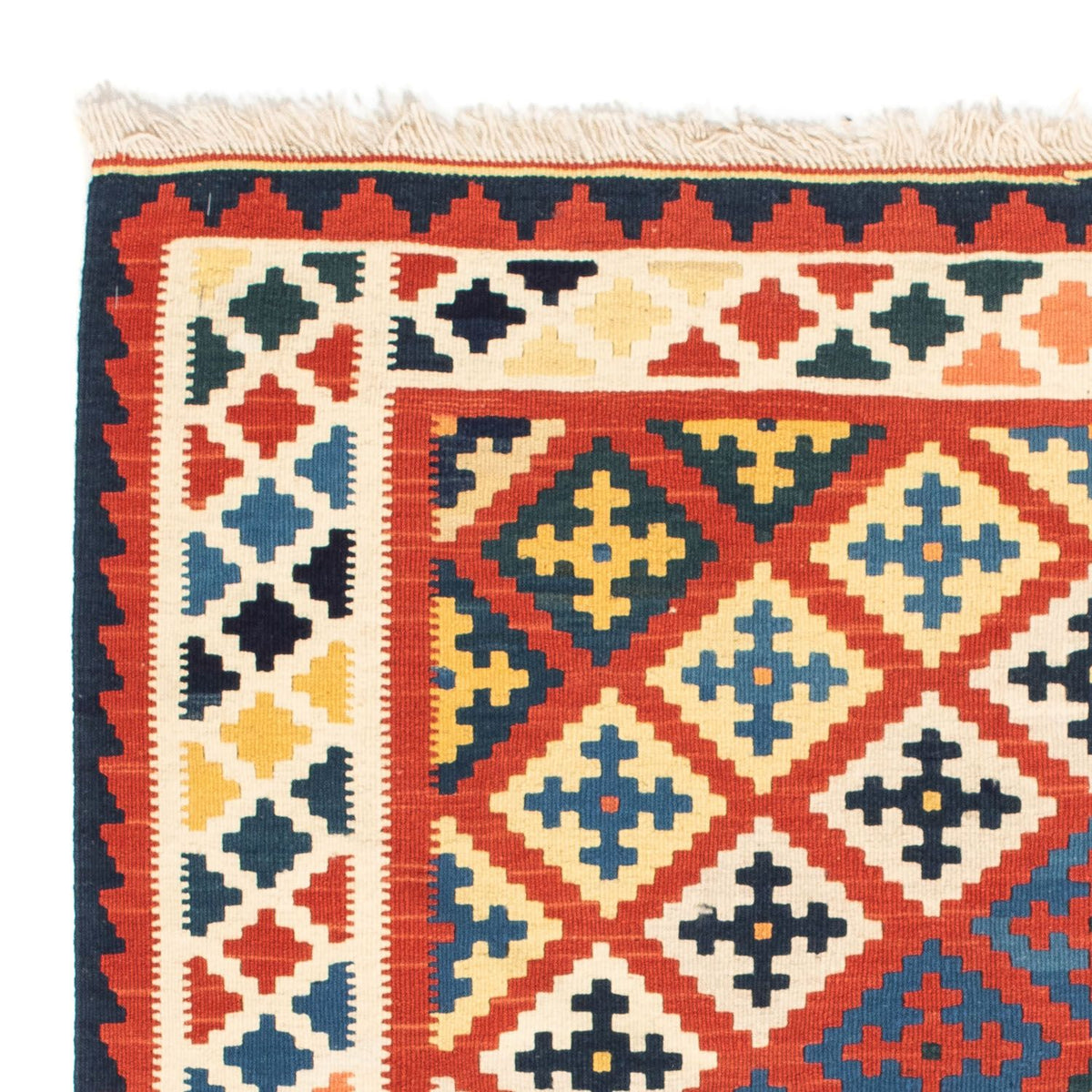Tapis Kelim - Oriental carré - 106 x 102 cm - rouge foncé