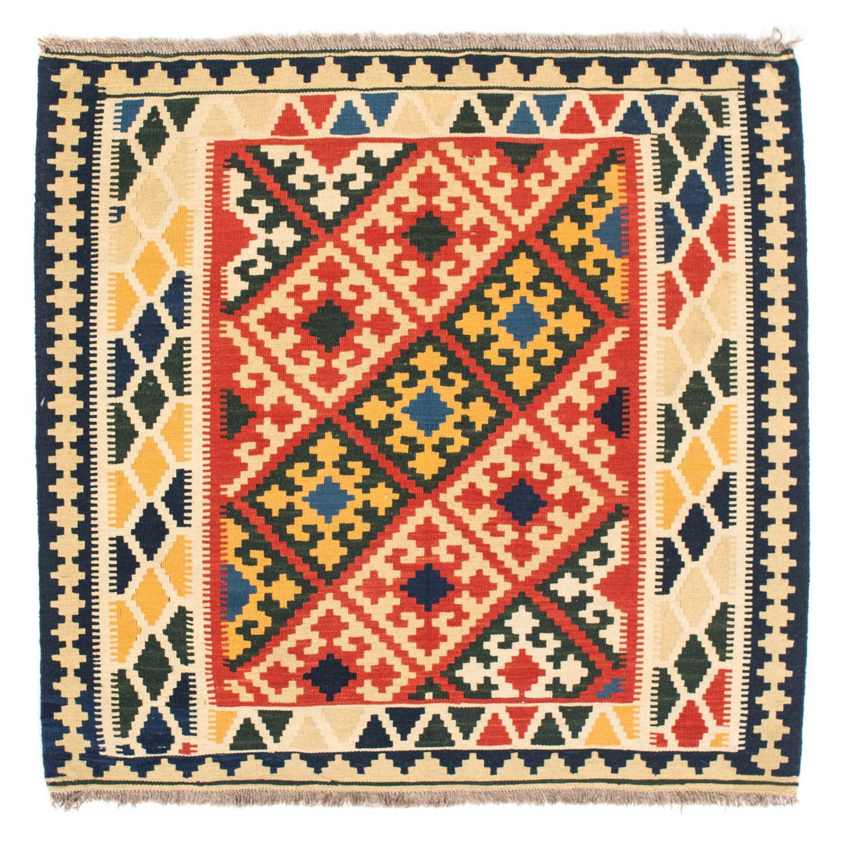 Tapis Kelim - Oriental carré - 103 x 101 cm - beige