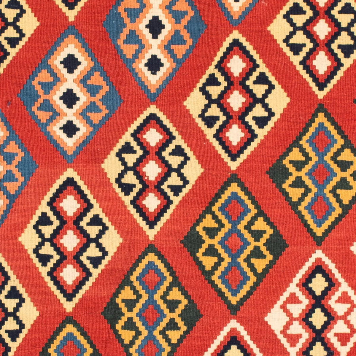 Tapis Kelim - Oriental carré - 105 x 104 cm - rouge foncé