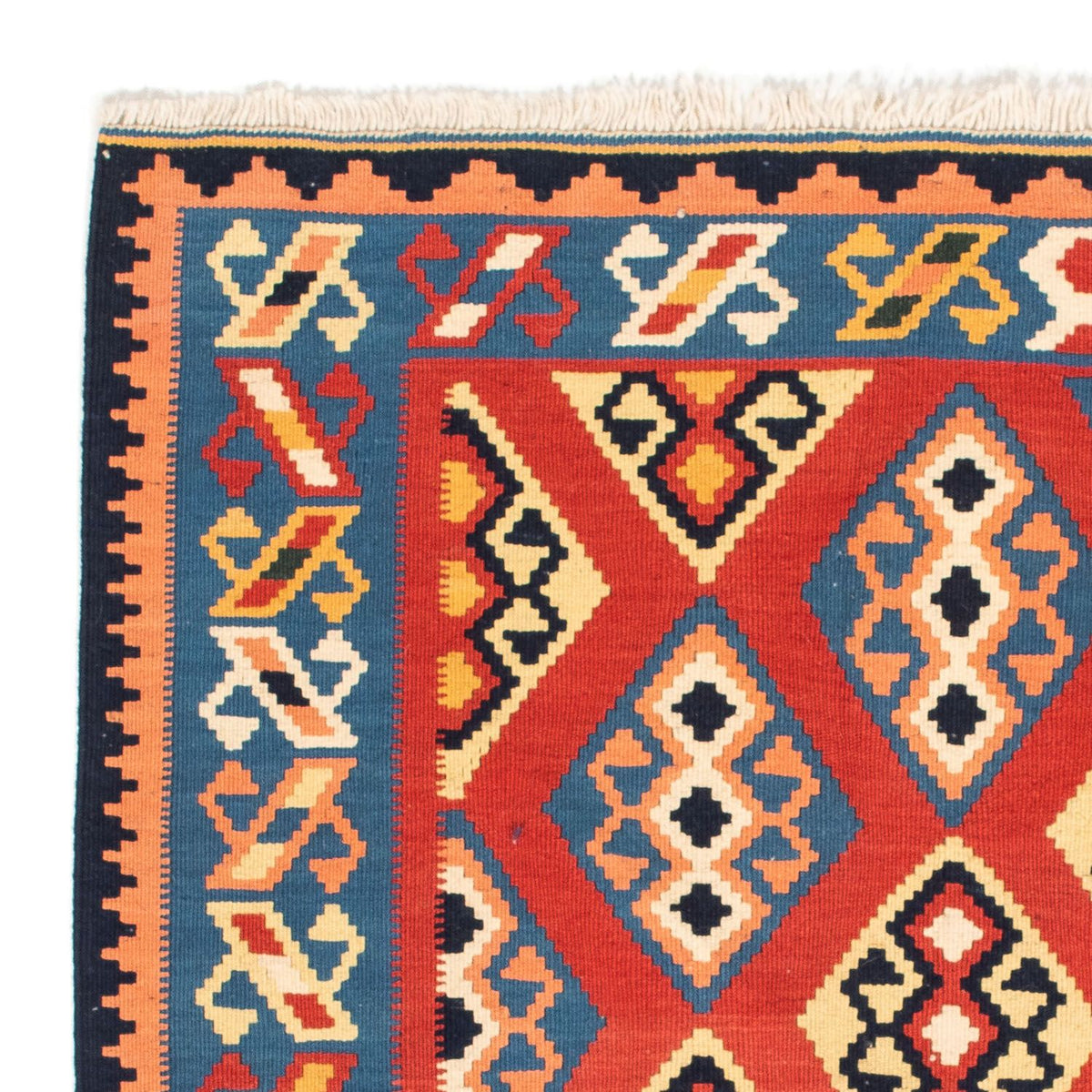 Tapis Kelim - Oriental carré - 105 x 104 cm - rouge foncé