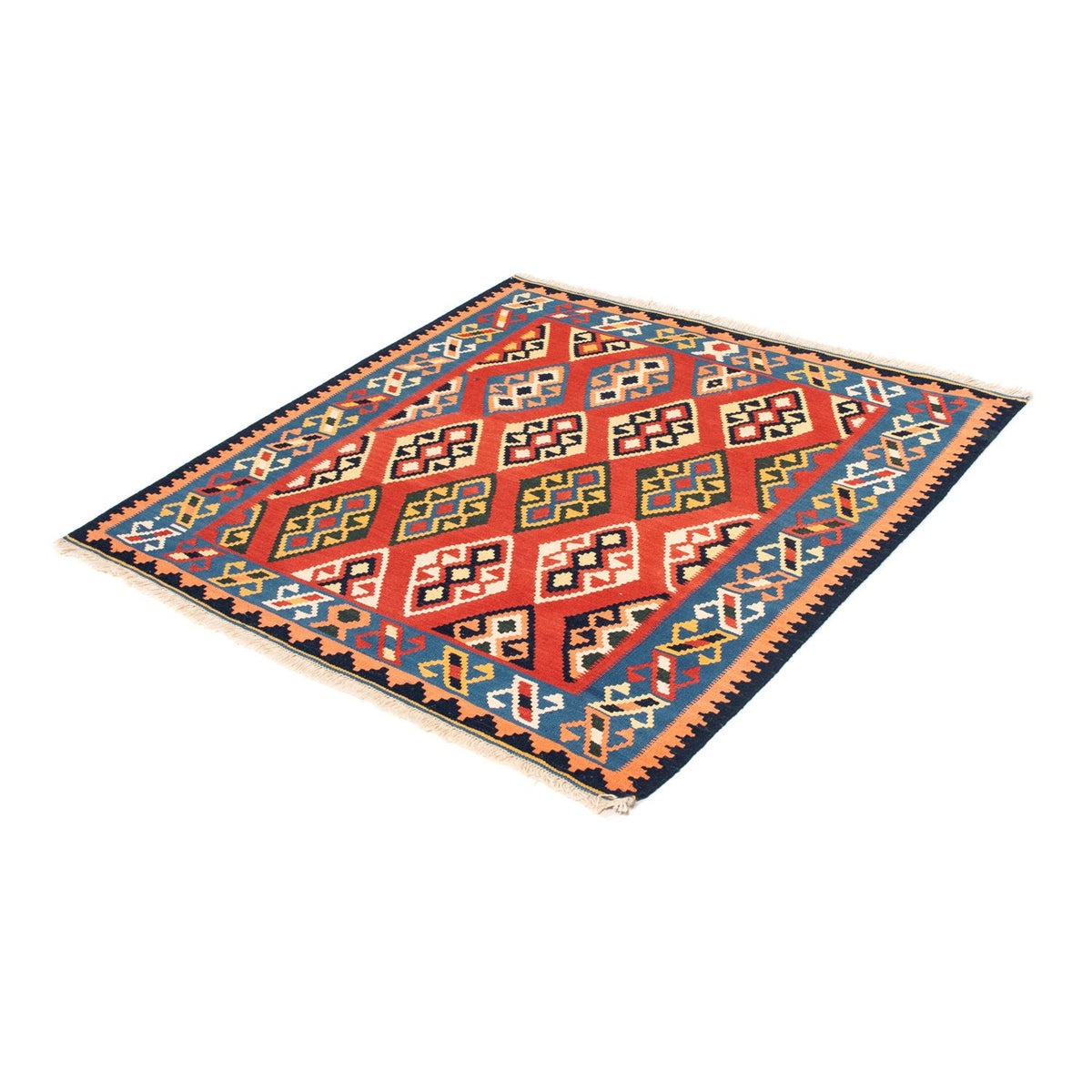 Tapis Kelim - Oriental carré - 105 x 104 cm - rouge foncé