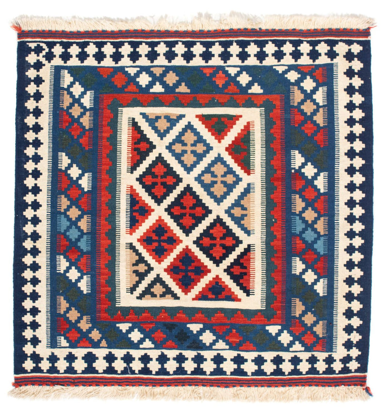 Tapis Kelim - Oriental carré  - 104 x 103 cm - bleu