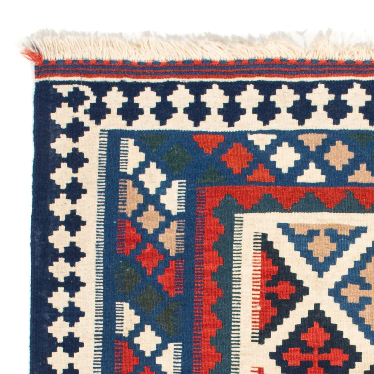 Tapis Kelim - Oriental carré  - 104 x 103 cm - bleu