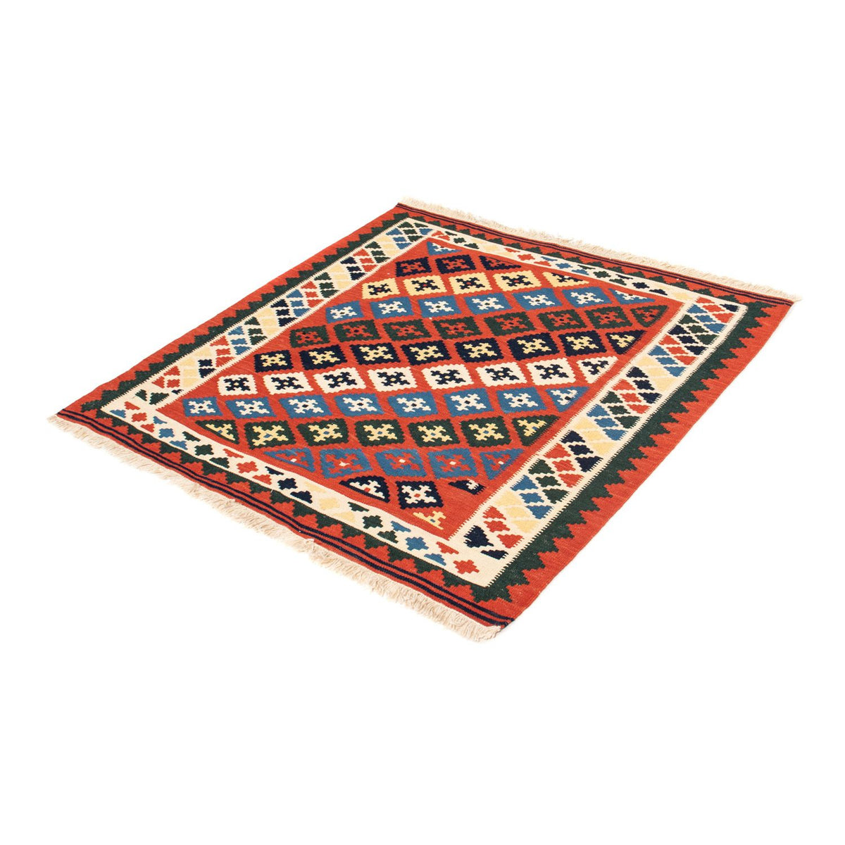 Tapis Kelim - Oriental carré  - 97 x 94 cm - rouge