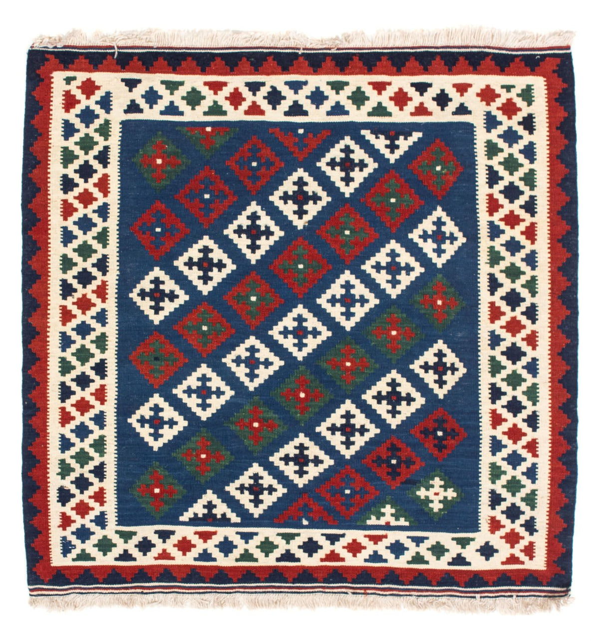 Tapis Kelim - Oriental carré - 100 x 100 cm - bleu foncé