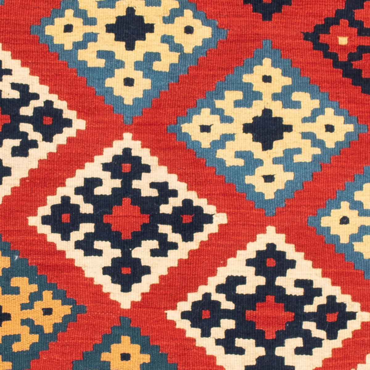 Tapis Kelim - Oriental carré - 105 x 105 cm - rouge
