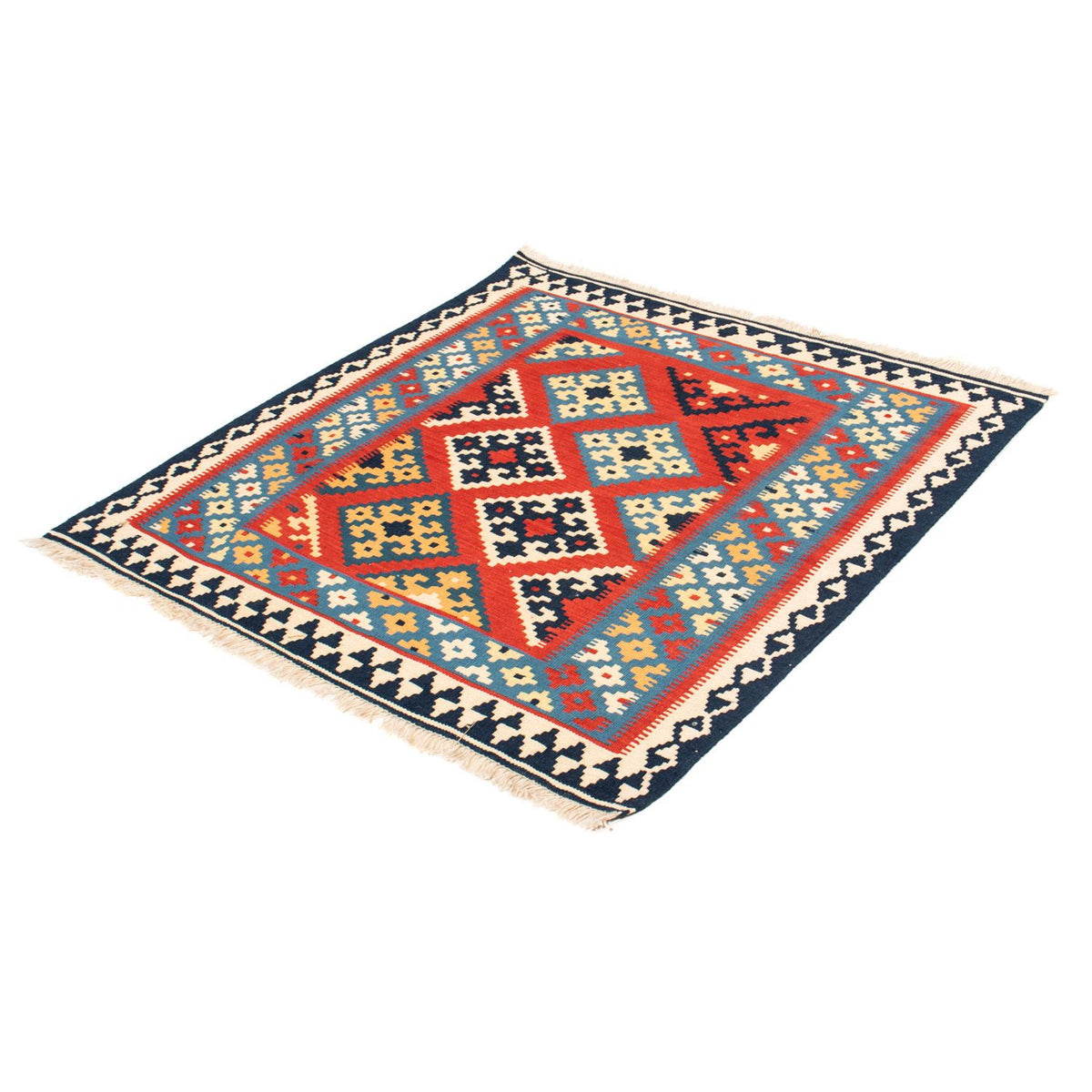 Tapis Kelim - Oriental carré - 105 x 105 cm - rouge