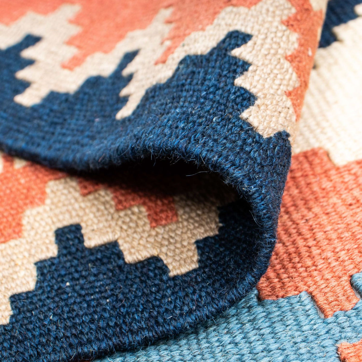 Tapis Kelim - Oriental - 200 x 159 cm - bleu