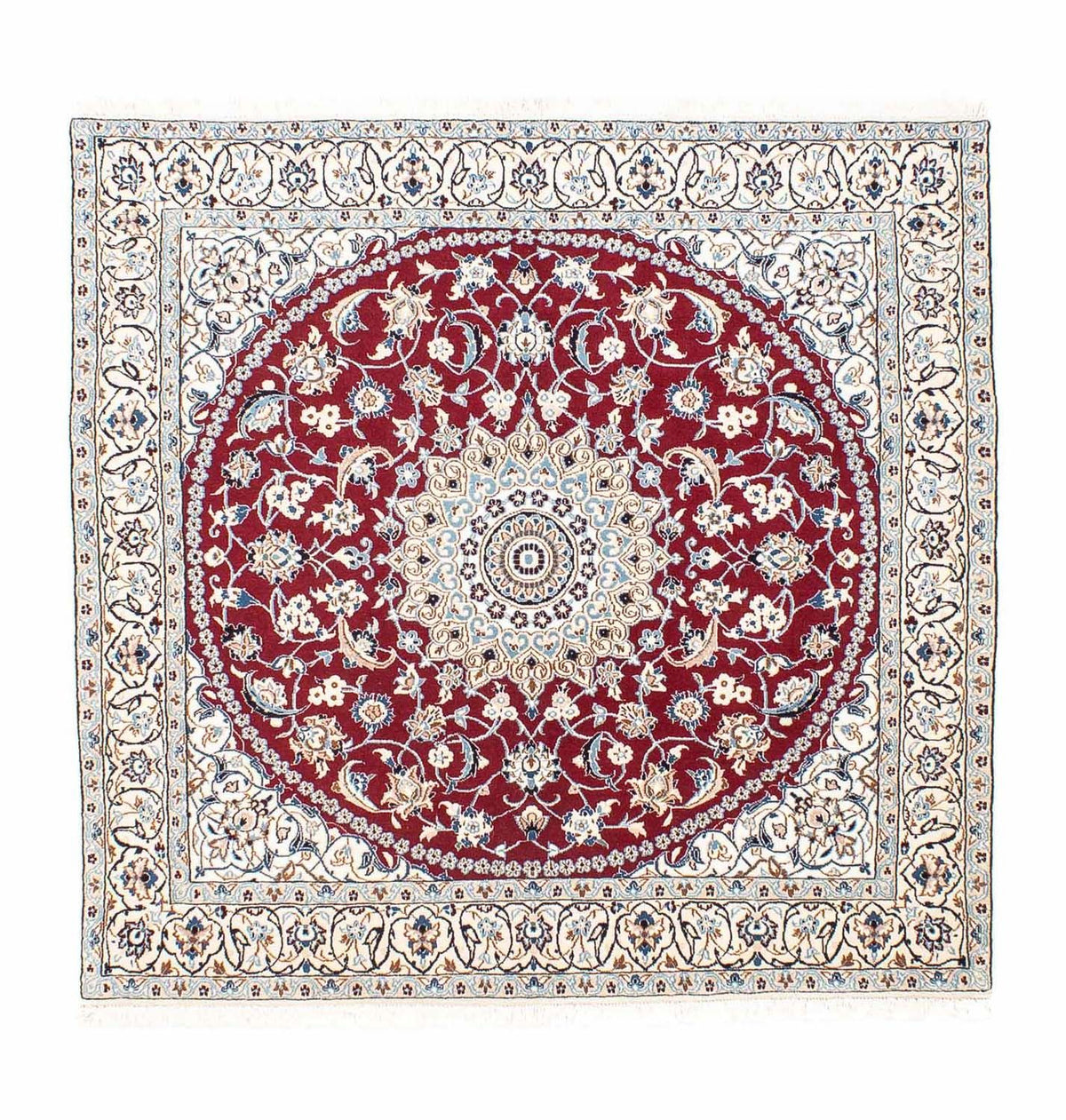 Tapis persan - Nain - Royal carré  - 160 x 155 cm - rouge foncé
