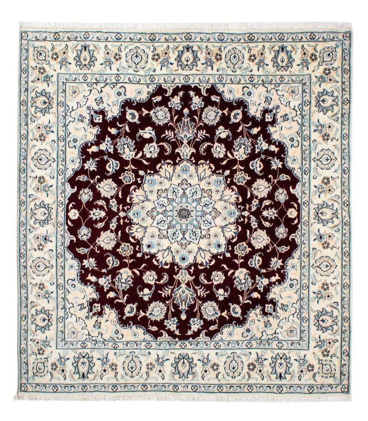 Tapis persan - Nain - Royal carré  - 156 x 143 cm - rouge foncé