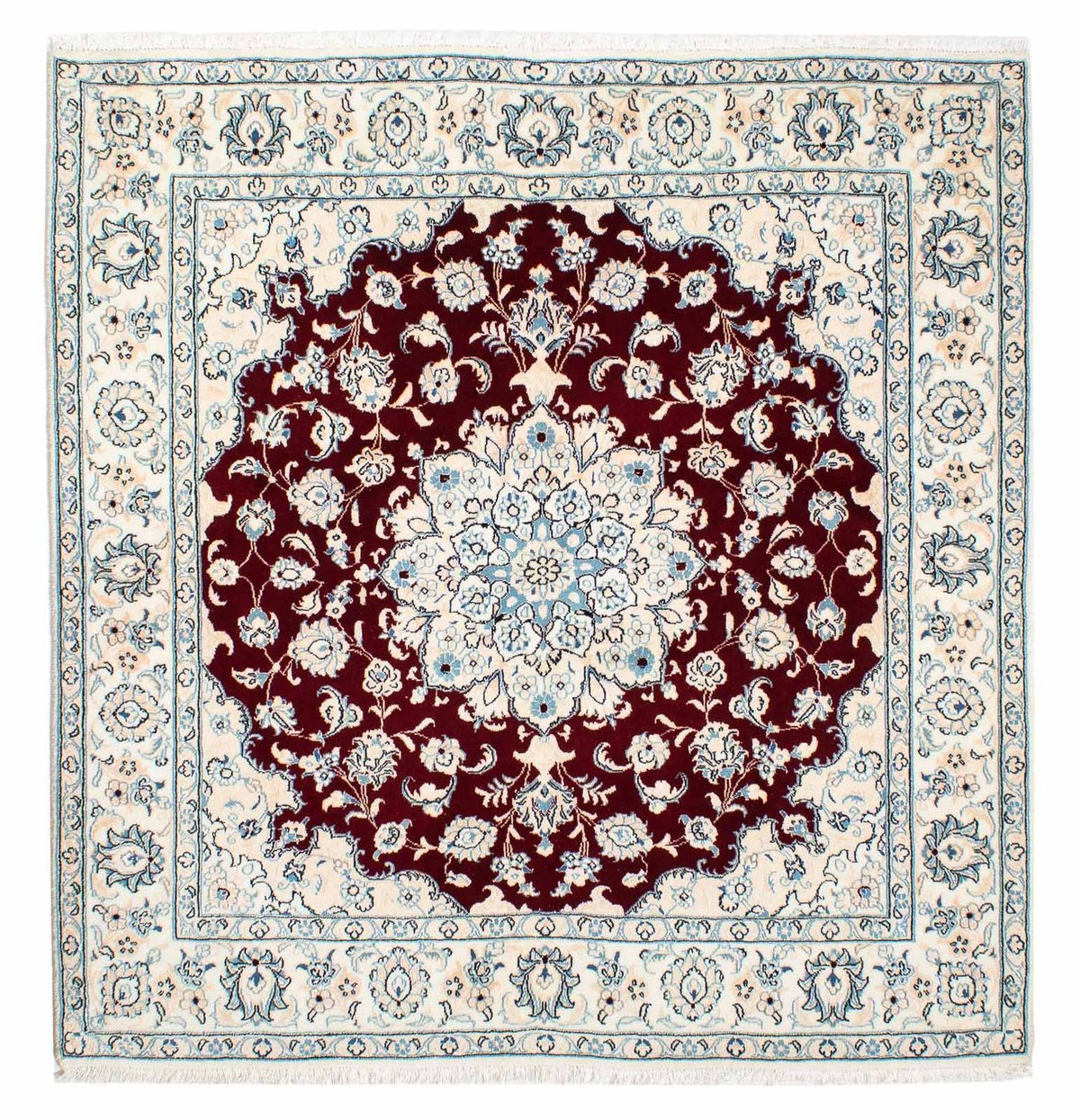 Tapis persan - Nain - Royal carré  - 154 x 143 cm - rouge foncé