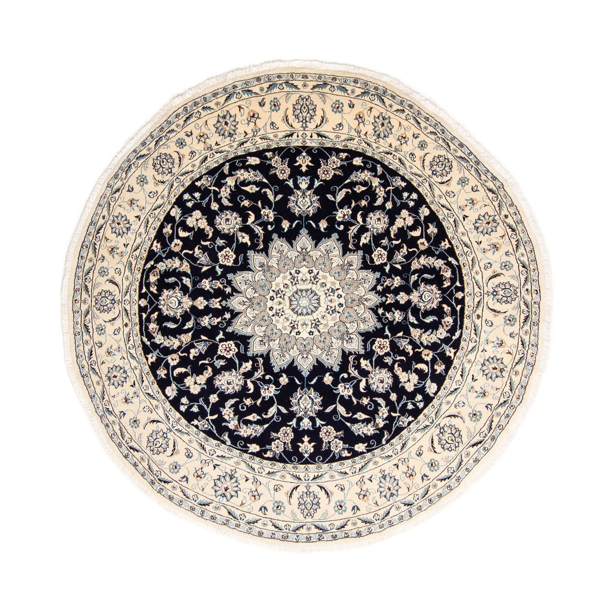 Tapis persan - Nain ronde  - 250 x 250 cm - bleu foncé