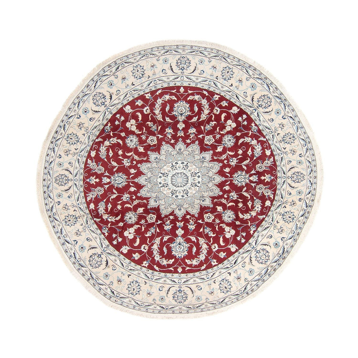 Tapis persan - Nain ronde  - 250 x 250 cm - rouge foncé