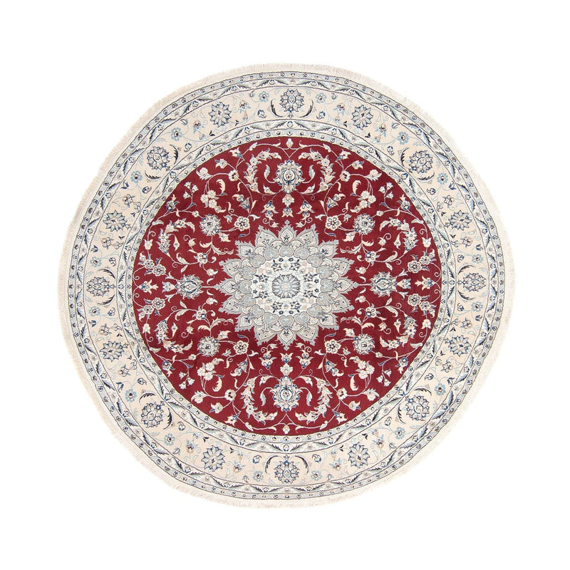 Tapis persan - Nain ronde  - 250 x 250 cm - rouge foncé